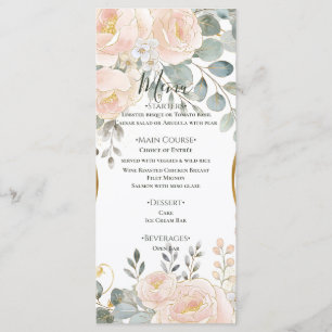 Blush Peony & Eucalyptus Botanical Floral Wedding Menu