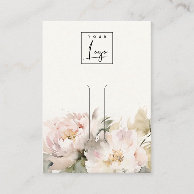 Blush Peony Floral Logo Hairpin Jewellery Display Business Card (Front)