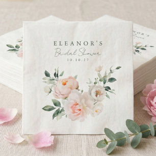 Blush Peony Floral Watercolor Pink Bridal Shower Napkin