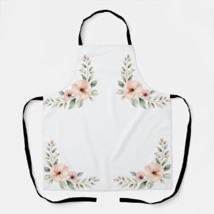 Blush Peony Floral Watercolor Wedding Corner Frame Apron
