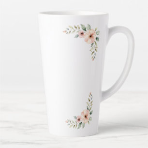Blush Peony Floral Watercolor Wedding Corner Frame Latte Mug