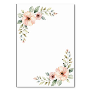 Blush Peony Floral Watercolor Wedding Corner Frame Table Number