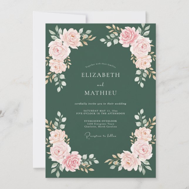 Blush Peony Forest Wedding Invitation (Front)