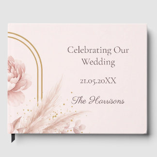 Blush Peony Gold Arch Botanical Guest Book