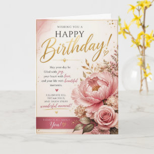 Blush Peony Gold Birthday Card