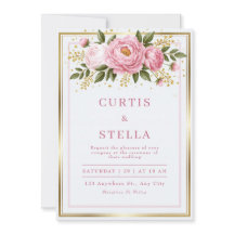 Blush Peony Gold Foil Frame Wedding