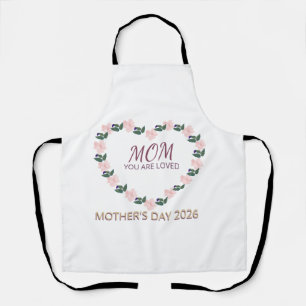 Blush Peony Heart Mum You Are Loved Watercolor Art Apron