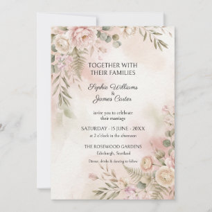 Blush Peony Ranunculus Wedding Invitation