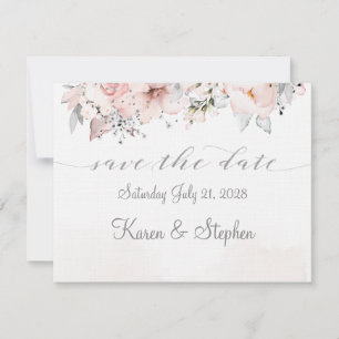 Blush Peony Silver Eucalyptus Wedding Save The Dat Date