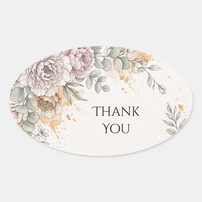 Blush Peony Watercolor Wedding Sticker (Front)
