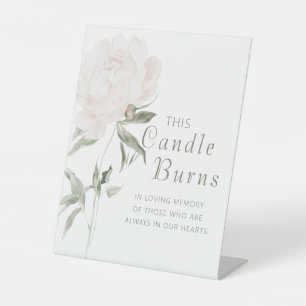 Blush Peony Wedding Candle Burns In Loving Memory Pedestal Sign
