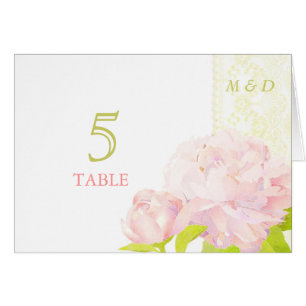 Blush Peony Wedding Table Number Card