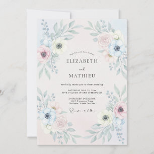 Blush Periwinkle Anemone Wedding Invitation