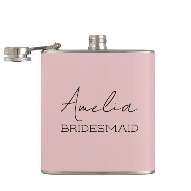 Blush Personalised Bridesmaid Hip Flask (Opened)