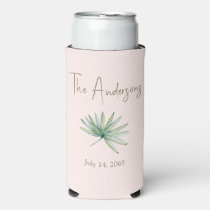 Blush Personalised Tropical Wedding Favour Seltzer Can Cooler