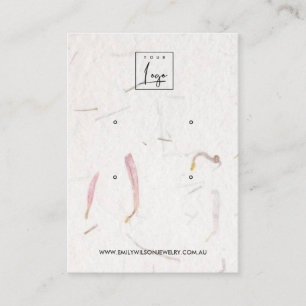 BLUSH PETAL HANDMADE PAPER  2 STUD EARRING DISPLAY BUSINESS CARD