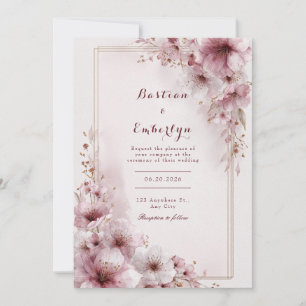Blush Petal Romantic Floral Wedding  Invitation
