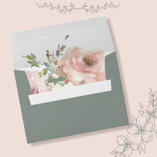 Blush Petals & Sage Succulents Minimal Botanical Envelope