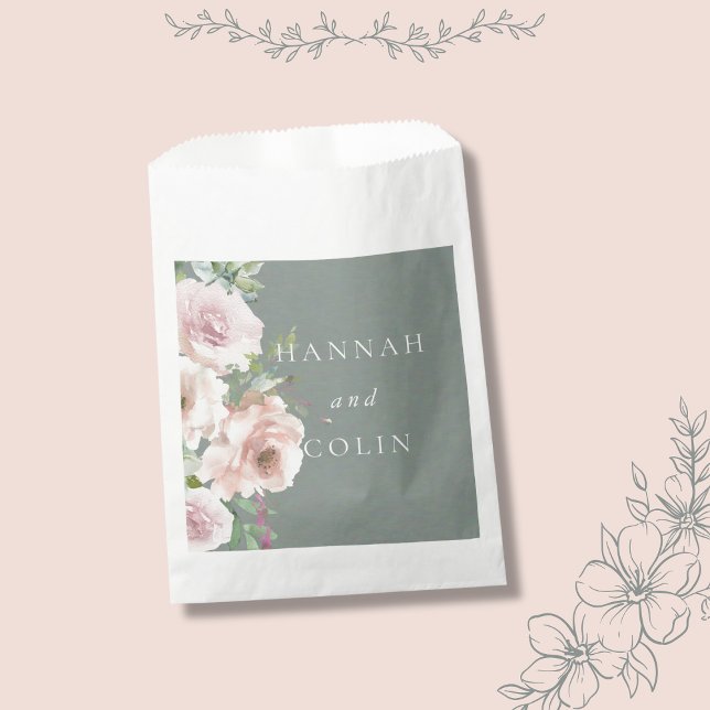 Blush Petals & Sage Succulents Minimal Botanical Favour Bags (Creator Uploaded)