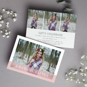 Blush   Photo Graduation Announcement & Invitation