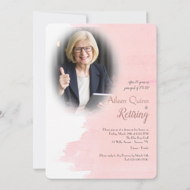 Blush Photo Retirement Party Invitations (Front)