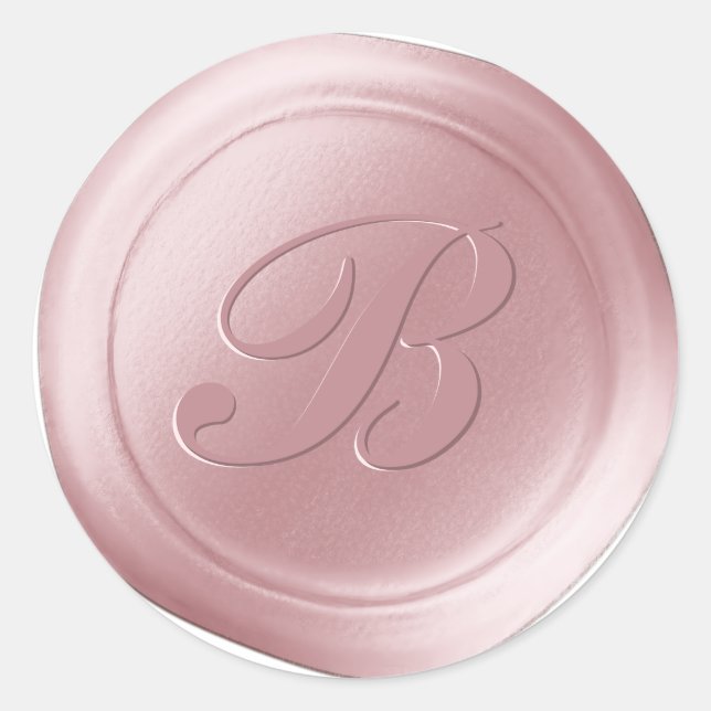 Blush Pink 1 Letter Monogram Wax Seal Stickers (Front)