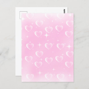 Blush Pink 2000s Hearts  Postcard