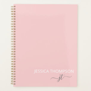 Blush Pink 2025 Simple Script Girly Monogram Name Planner