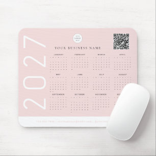 Blush Pink 2027 Calendar Business Logo Mouse Mat