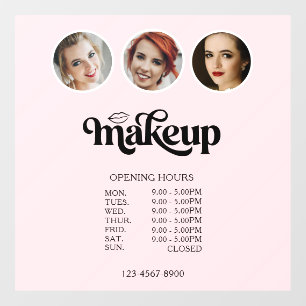 Blush Pink 3 Photo Makeup MUA Opening Hours Window Cling