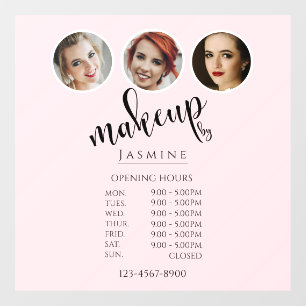 Blush Pink 3 Photo Makeup MUA Opening Hours Window Cling