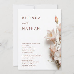 Blush Pink 3D Floral Modern Invitation