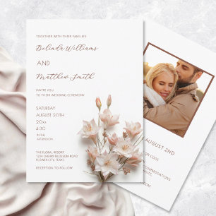 Blush Pink 3D Flowers QR Code Invitation