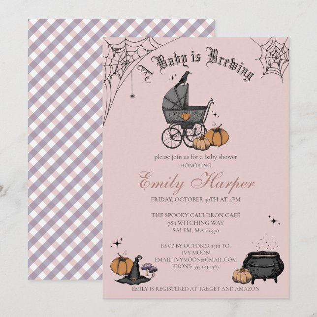 Blush Pink A Baby is Brewing Baby Shower Invitation (Front/Back)