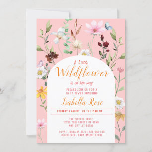 BLush Pink A Little Wildflower Girl Baby Shower Invitation
