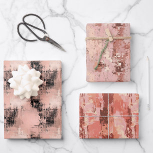 Blush Pink Abstract Trio Wrapping Paper Sheet