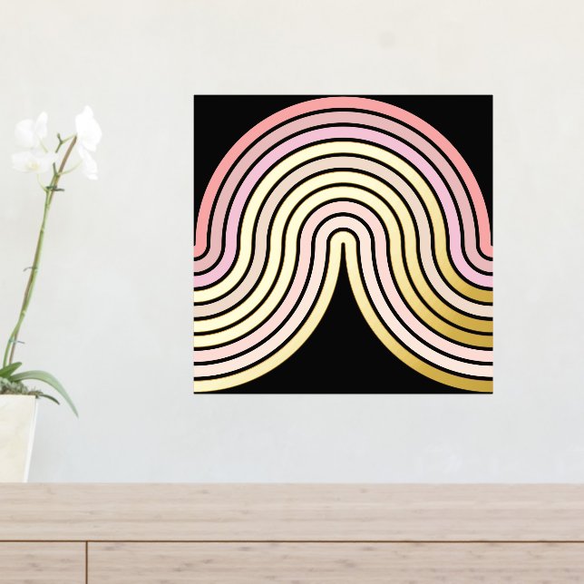 Blush Pink Abstract Wave Lines Art Pattern Gold Foil Prints (In Situ (Entry Table))