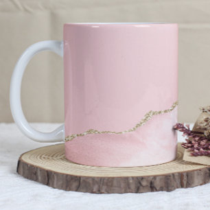 Blush Pink Agate Gold Glitter Coffee Mug