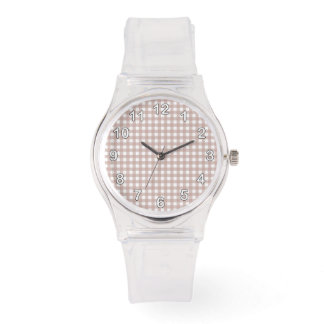 Blush Pink and and White Gingham Plaid Pattern Watch