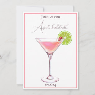 Blush pink and aubergine classic cocktail invitation