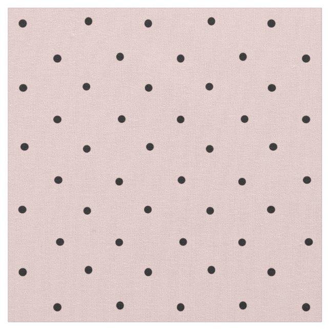 Blush Pink and Black Mini Polka Dot Pattern Fabric (Close Up)