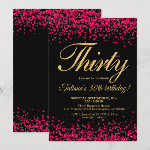 Blush Pink and Black Rose Gold Glitter Birthday Invitation