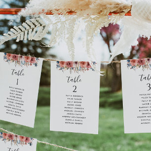 Blush Pink and Blue Seating Cards with Guest Names