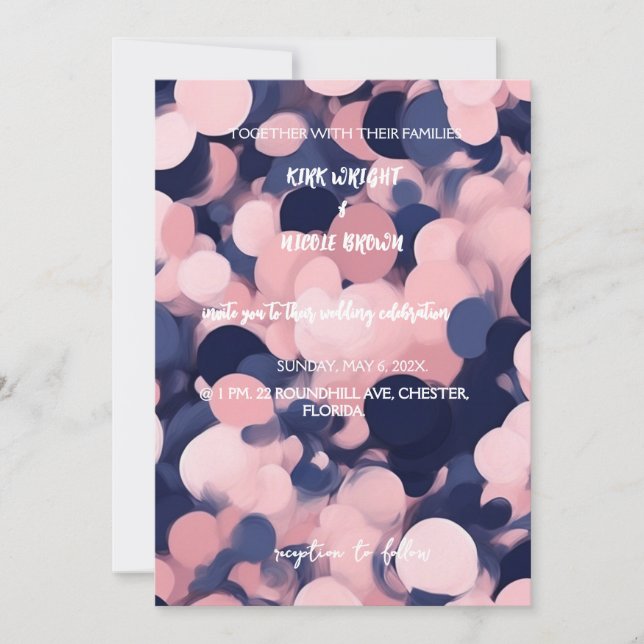 BLUSH PINK AND BLUE WEDDING INVITATION CARD (Front)