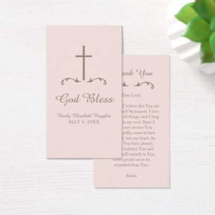 Blush Pink and Brown Cross First Communion