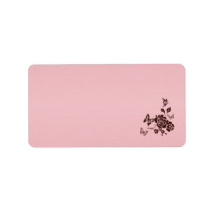 Blush Pink and Brown Floral Address Label Blank