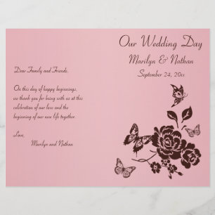 Blush Pink and Brown Floral Wedding Program