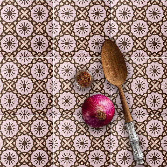 Blush Pink and Brown Mosaic Geometric Pattern Tile (Creator Uploaded)