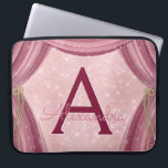 Blush Pink and Burgundy Curtains Monogram Name Laptop Sleeve<br><div class="desc">Blush Pink and Burgundy Curtains Girly Sparkle Monogram Case. This case can be customised to include your initial and first name.</div>