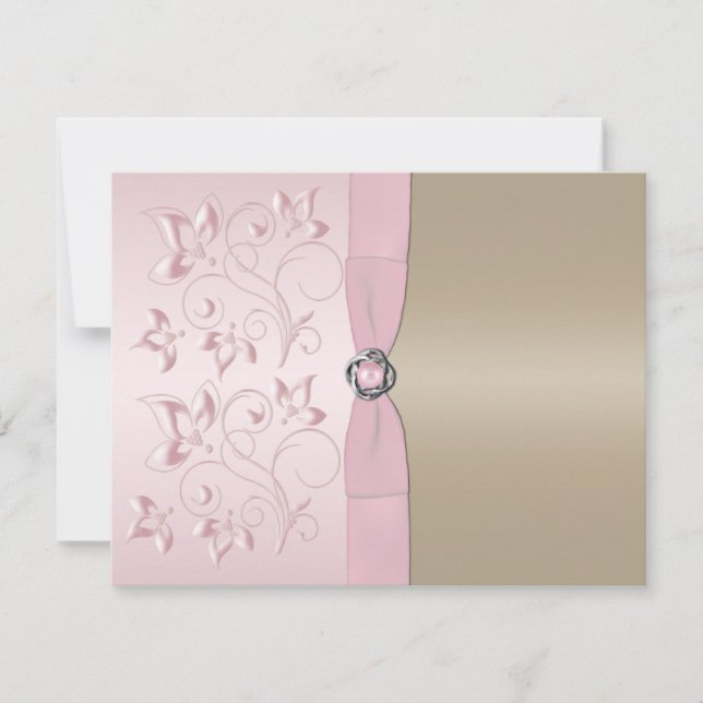 Blush Pink and Champagne Floral RSVP Card (Front)